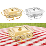 Maxbell 1.8L Buffet Server Warming Tray with Lid Sturdy for Parties Buffet Food Tray Golden