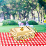 Maxbell 1.8L Buffet Server Warming Tray with Lid Sturdy for Parties Buffet Food Tray Golden