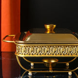 Maxbell 1.8L Buffet Server Warming Tray with Lid Sturdy for Parties Buffet Food Tray Golden