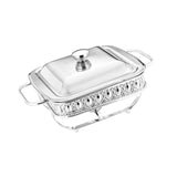 Maxbell 1.8L Buffet Server Warming Tray with Lid Sturdy for Parties Buffet Food Tray Silvery