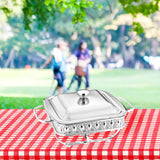 Maxbell 1.8L Buffet Server Warming Tray with Lid Sturdy for Parties Buffet Food Tray Silvery