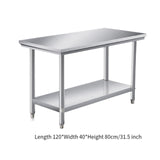 Maxbell Stainless Steel Table for Prep & Work Commercial Kitchen Table for Warehouse 120cmx40cmx80cm