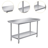 Maxbell Stainless Steel Table for Prep & Work Commercial Kitchen Table for Warehouse 120cmx40cmx80cm