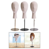 Maxbell Wigs Head Stand Hat Display Stand for Home Salon Beginner Stylist Eyeglasses Gold Base