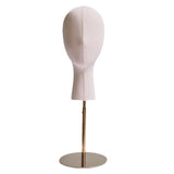 Maxbell Wigs Head Stand Hat Display Stand for Home Salon Beginner Stylist Eyeglasses Gold Base