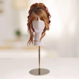 Maxbell Wigs Head Stand Hat Display Stand for Home Salon Beginner Stylist Eyeglasses Gold Base