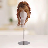 Maxbell Wigs Head Stand Hat Display Stand for Home Salon Beginner Stylist Eyeglasses Silver Base