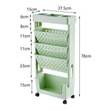 Maxbell Mobile Bookshelf Cart Organizer Study Room Kids Rolling Bookcase with Wheels Green