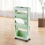 Maxbell Mobile Bookshelf Cart Organizer Study Room Kids Rolling Bookcase with Wheels Green