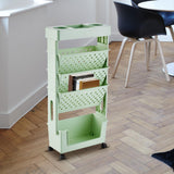 Maxbell Mobile Bookshelf Cart Organizer Study Room Kids Rolling Bookcase with Wheels Green