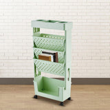 Maxbell Mobile Bookshelf Cart Organizer Study Room Kids Rolling Bookcase with Wheels Green