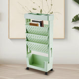 Maxbell Mobile Bookshelf Cart Organizer Study Room Kids Rolling Bookcase with Wheels Green