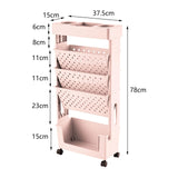 Maxbell Mobile Bookshelf Cart Organizer Study Room Kids Rolling Bookcase with Wheels Pink