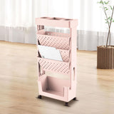 Maxbell Mobile Bookshelf Cart Organizer Study Room Kids Rolling Bookcase with Wheels Pink