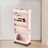 Maxbell Mobile Bookshelf Cart Organizer Study Room Kids Rolling Bookcase with Wheels Pink