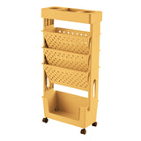 Maxbell Mobile Bookshelf Cart Organizer Study Room Kids Rolling Bookcase with Wheels Yellow