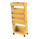 Maxbell Mobile Bookshelf Cart Organizer Study Room Kids Rolling Bookcase with Wheels Yellow