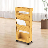 Maxbell Mobile Bookshelf Cart Organizer Study Room Kids Rolling Bookcase with Wheels Yellow