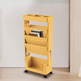 Maxbell Mobile Bookshelf Cart Organizer Study Room Kids Rolling Bookcase with Wheels Yellow