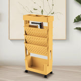 Maxbell Mobile Bookshelf Cart Organizer Study Room Kids Rolling Bookcase with Wheels Yellow