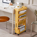 Maxbell Mobile Bookshelf Cart Organizer Study Room Kids Rolling Bookcase with Wheels Yellow