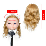 Maxbell Baby Mannequin Head Easy to Use with Human Hair for Hairpin Dyeing Hairstyle Gold