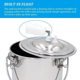 Maxbell Milk Bucket Stainless Steel Portable Farm Animals Supplies Stable Individual 5L