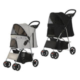 Maxbell Pet Stroller Mesh Window Pet Travel Cart for Dogs Small & Medium Pets Kitten Gray