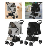 Maxbell Pet Stroller Mesh Window Pet Travel Cart for Dogs Small & Medium Pets Kitten Gray
