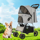 Maxbell Pet Stroller Mesh Window Pet Travel Cart for Dogs Small & Medium Pets Kitten Gray