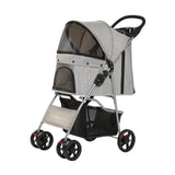 Maxbell Pet Stroller Mesh Window Pet Travel Cart for Dogs Small & Medium Pets Kitten Gray