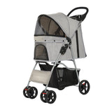 Maxbell Pet Stroller Mesh Window Pet Travel Cart for Dogs Small & Medium Pets Kitten Gray