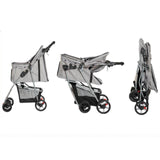 Maxbell Pet Stroller Mesh Window Pet Travel Cart for Dogs Small & Medium Pets Kitten Gray