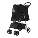 Maxbell Pet Stroller Mesh Window Pet Travel Cart for Dogs Small & Medium Pets Kitten Black