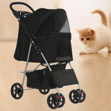 Maxbell Pet Stroller Mesh Window Pet Travel Cart for Dogs Small & Medium Pets Kitten Black