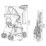 Maxbell Pet Stroller Mesh Window Pet Travel Cart for Dogs Small & Medium Pets Kitten Black