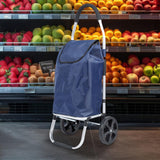 Maxbell Folding Trolley Cart with Removable Bag Hand Truck for Groceries Travel Home Navy