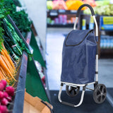 Maxbell Folding Trolley Cart with Removable Bag Hand Truck for Groceries Travel Home Navy