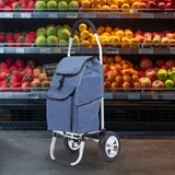 Maxbell Trolley Cart with Removable Bag Foldable Hand Truck for Shopping Gym Office Navy