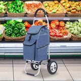 Maxbell Trolley Cart with Removable Bag Foldable Hand Truck for Shopping Gym Office Navy