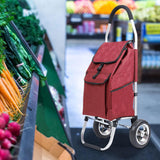Maxbell Trolley Cart with Removable Bag Foldable Hand Truck for Shopping Gym Office Red