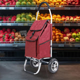 Maxbell Trolley Cart with Removable Bag Foldable Hand Truck for Shopping Gym Office Red