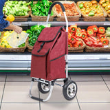 Maxbell Trolley Cart with Removable Bag Foldable Hand Truck for Shopping Gym Office Red