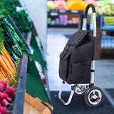 Maxbell Trolley Cart with Removable Bag Foldable Hand Truck for Shopping Gym Office Black