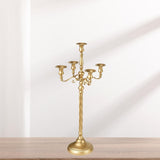 Maxbell Candle Holder with 5 Branches Candelabra Candlestick for Living Room Elegant Golden 23x63cm