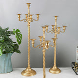 Maxbell Candle Holder with 5 Branches Candelabra Candlestick for Living Room Elegant Golden 23x63cm