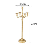 Maxbell Candle Holder with 5 Branches Candelabra Candlestick for Living Room Elegant Golden 23x73cm