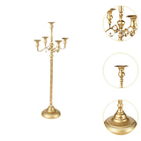 Maxbell Candle Holder with 5 Branches Candelabra Candlestick for Living Room Elegant Golden 23x73cm