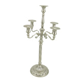 Maxbell Candle Holder with 5 Branches Candelabra Candlestick for Living Room Elegant Silvery 23x63cm