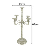 Maxbell Candle Holder with 5 Branches Candelabra Candlestick for Living Room Elegant Silvery 23x63cm